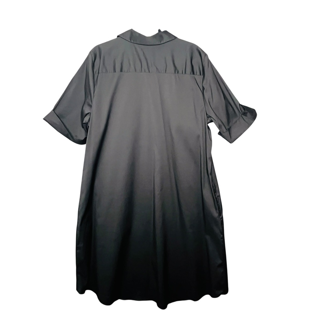 Chicos Black Popover Shirt Dress US 18 Short Sleeve Pockets Minimalist Versatile - Picture 2 of 10